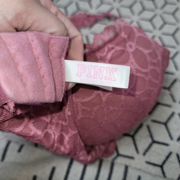 VICTORIA'S SECRET PINK DUSTY ROSE LACE HALTER BRALETTE, SIZE SMALL D-DD … - Picture 4 of 9